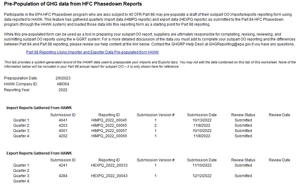 Image of the "Pre-population of GHG data from the HFC Phasedown Reports".